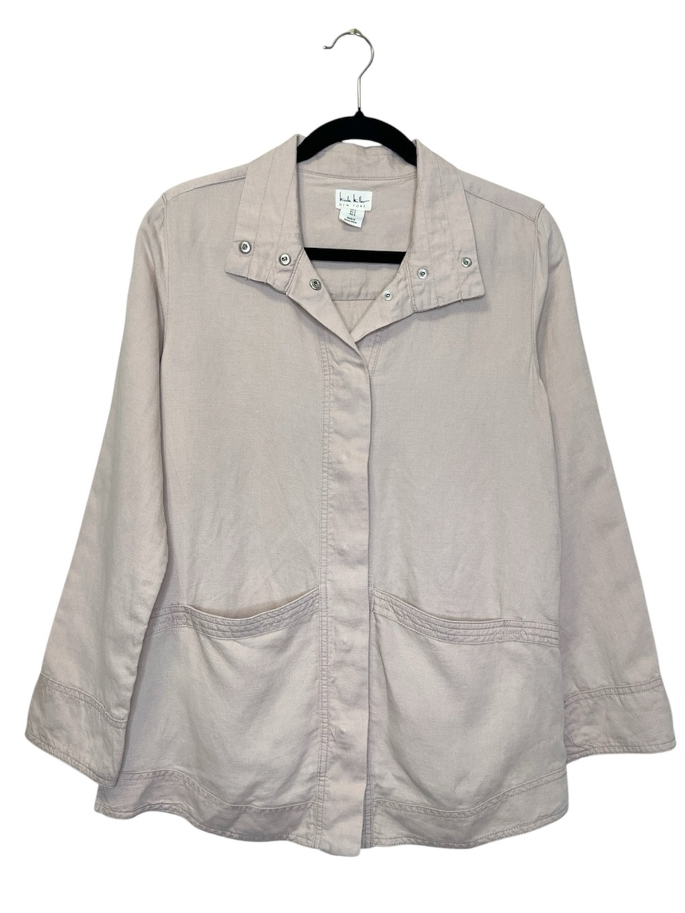 Nicole Miller Light Pink Linen Blend Hidden Snap Lightweight Jacket size Small
